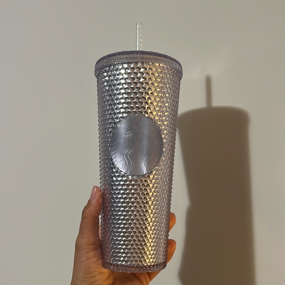 Starbucks Studded Platinum Silver Bling Cold Cup Tumbler 24oz Venti
